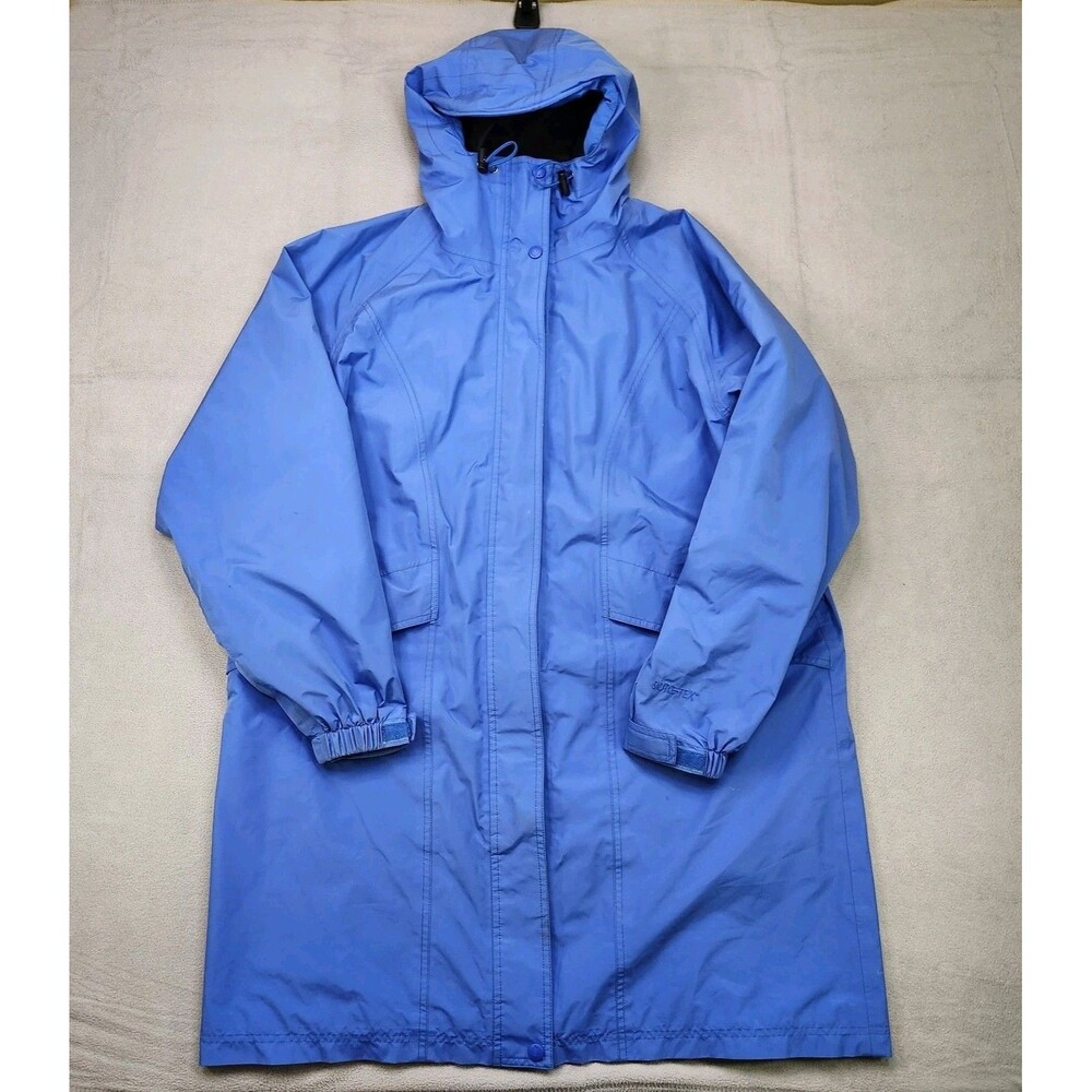Vintage L.L. Bean Rain Jacket Womens XL Blue Hooded Mesh Lined Full Zip Gore-Tex
